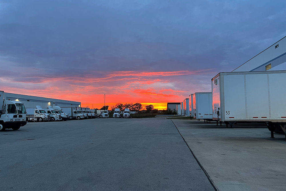 CXI Trucking at sunrise